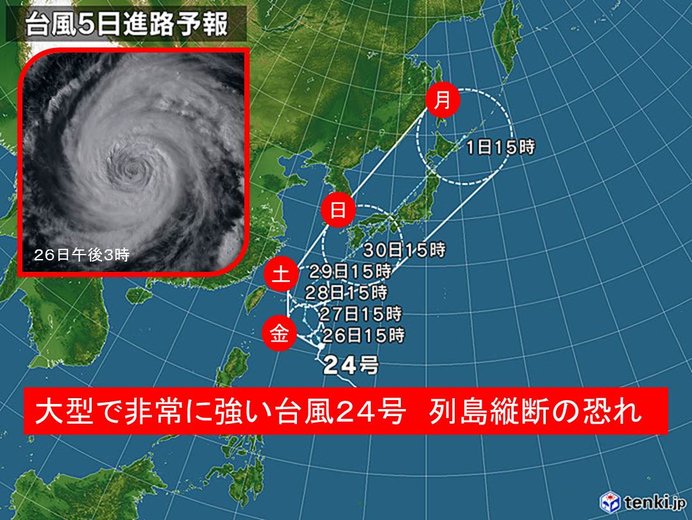 台風24号の進路予想